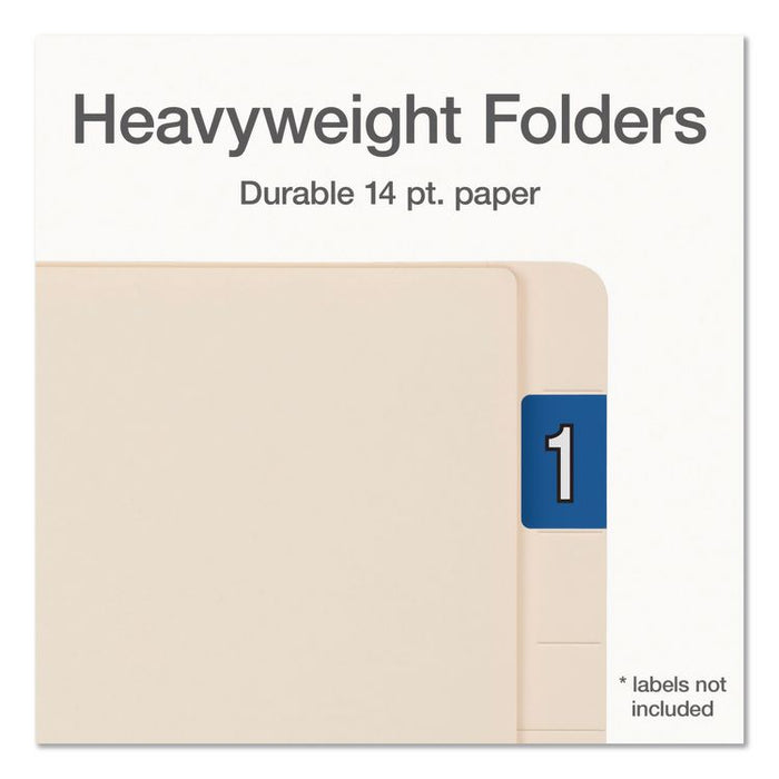 Manila End Tab Folders, Straight Tabs, Letter Size, 0.75" Expansion, Manila, 50/Box