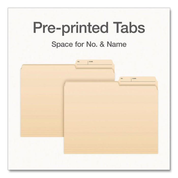 Manila File Folders, 2/5-Cut Tabs: Right, Letter Size, 0.75" Expansion, Manila, 100/Box
