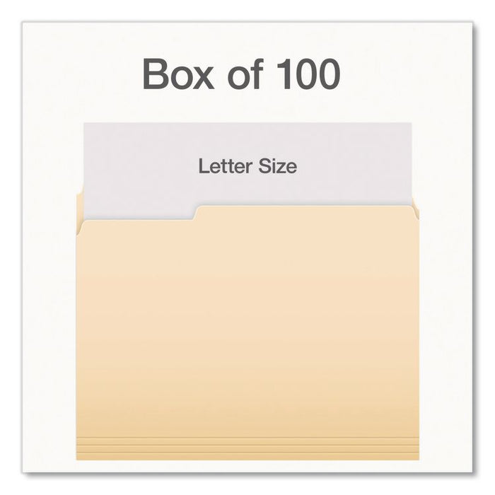 Manila File Folders, 1/3-Cut Tabs: Assorted, Letter, 0.75" Expansion, Manila, 100/Box