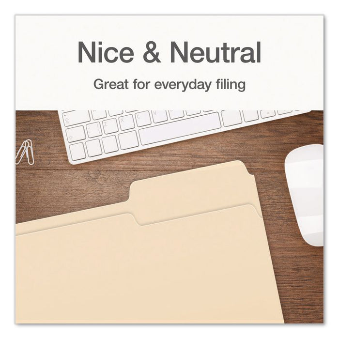 Manila File Folders, 1/3-Cut Tabs: Assorted, Letter, 0.75" Expansion, Manila, 100/Box