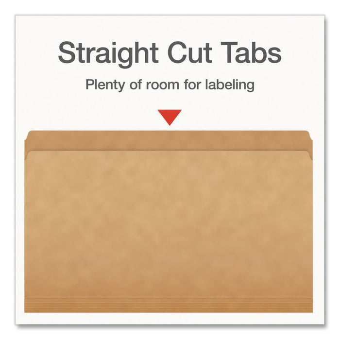 Kraft File Folders, Straight Tabs, Legal Size, 0.75" Expansion, Kraft, 100/Box