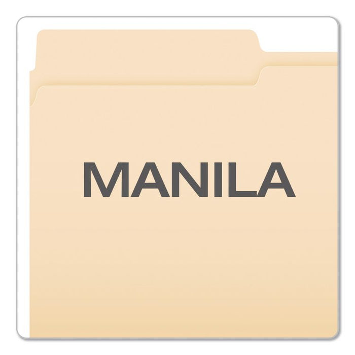 Reinforced Top File Folders, 1/2-Cut Tabs: Assorted Positions, Letter Size, Manila, 100/Box