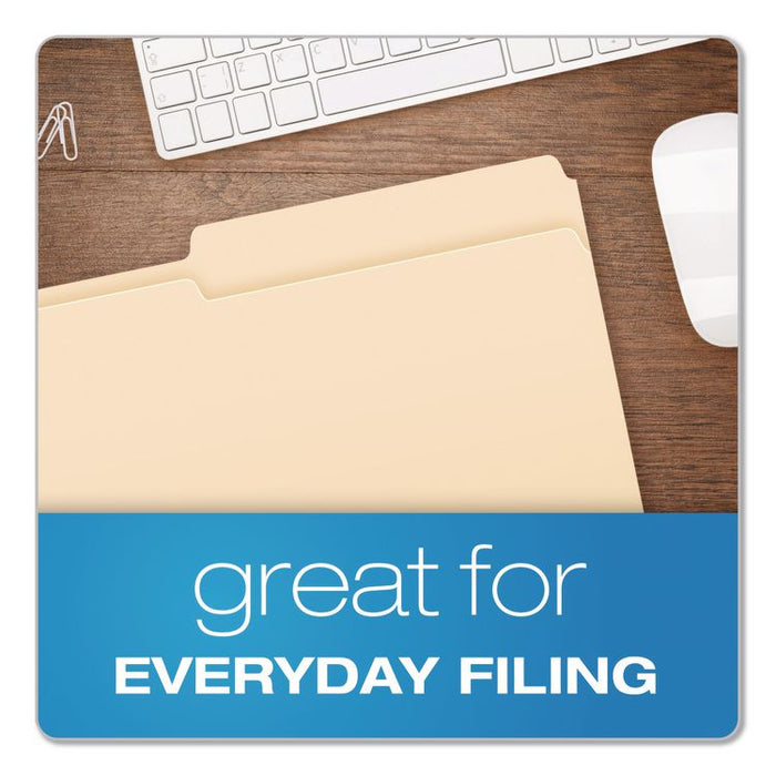 Reinforced Top File Folders, 1/2-Cut Tabs: Assorted Positions, Letter Size, Manila, 100/Box