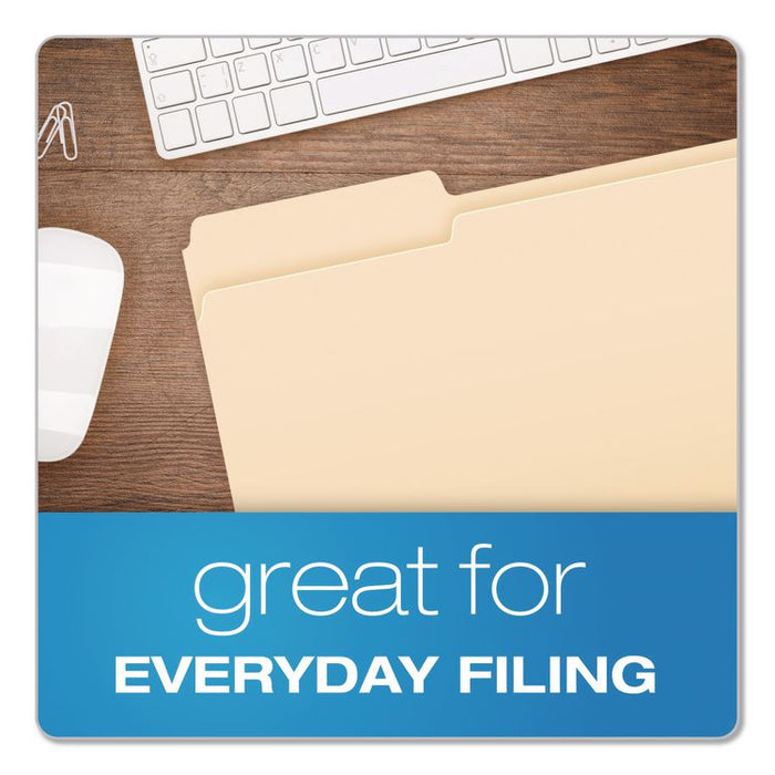 Reinforced Top File Folders, 1/3-Cut Tabs: Assorted Positions, Legal Size, Manila, 100/Box
