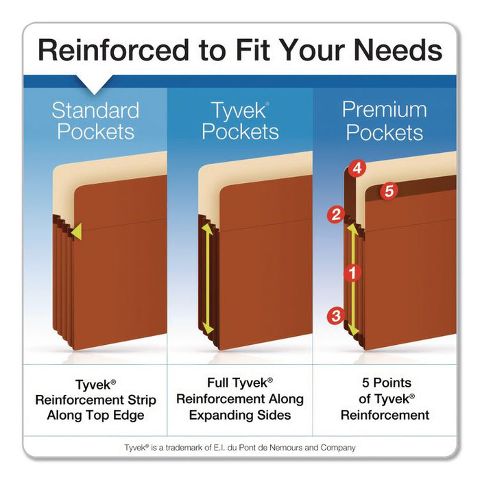 Expanding Pocket, 5.25" Expansion, Letter Size, Brown, 50/Carton
