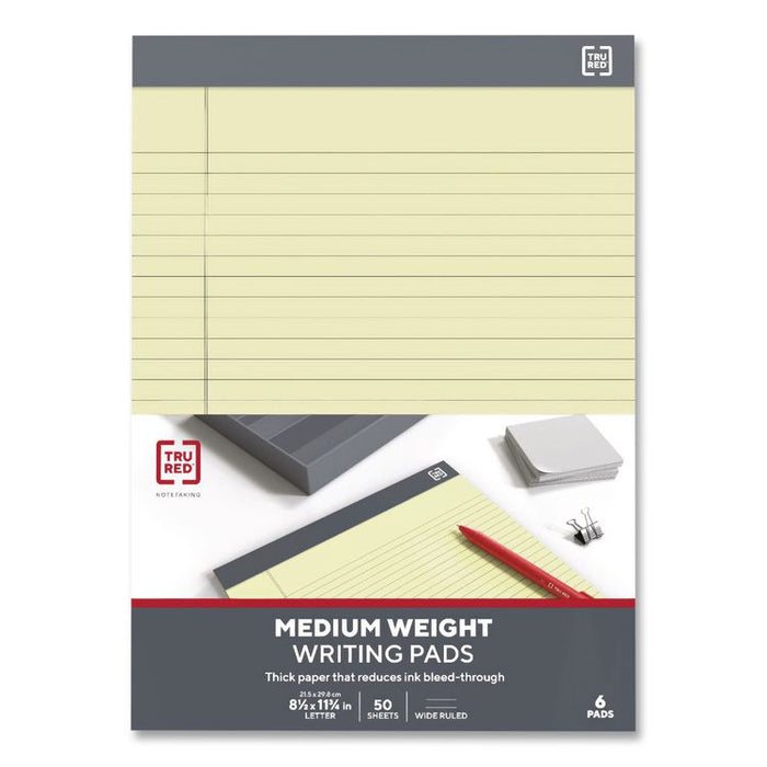 Achieve Notepad, Wide/Legal Rule, (50) Canary Yellow 8.5 x 11 Sheets, 6/Pack