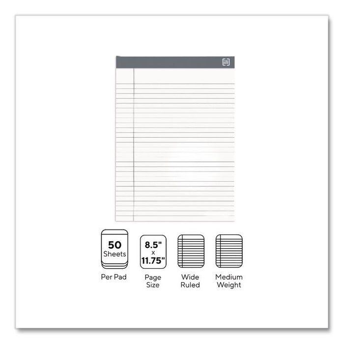 Notepads, Wide/Legal Rule, (50) White 8.5 x 11 Sheets, 6/Pack