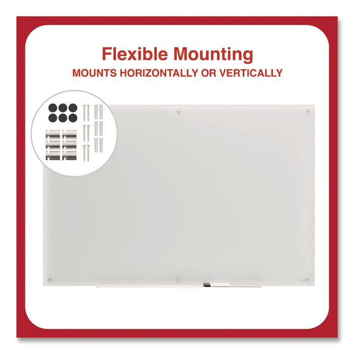 Tempered Glass Dry Erase Board, Frosted, 6 ft x 4 ft, White Surface