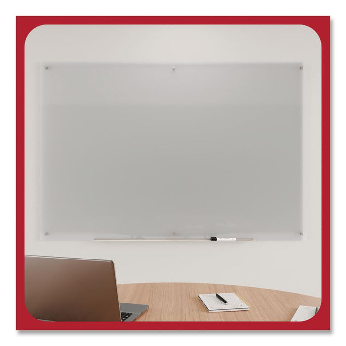 Tempered Glass Dry Erase Board, Frosted, 6 ft x 4 ft, White Surface
