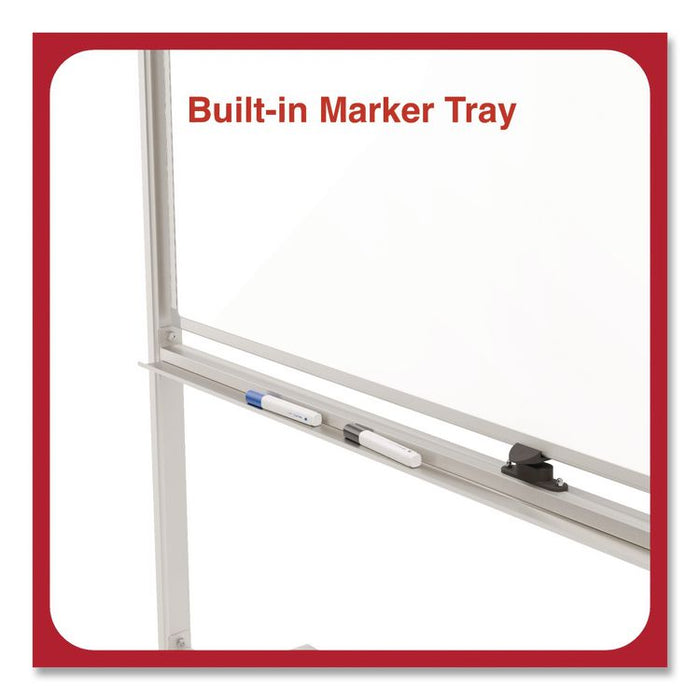 Magnetic Steel Mobile Dry Erase Board, 60 x 40, White Surface, Silver Aluminum Frame