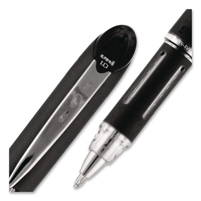 Jetstream Form-Fitting Comfort Grip Hybrid Gel Pen, Stick, Medium 1 mm, Black Ink, Black/Silver Barrel, Dozen