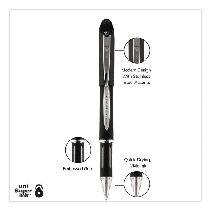 Jetstream Form-Fitting Comfort Grip Hybrid Gel Pen, Stick, Medium 1 mm, Black Ink, Black/Silver Barrel, Dozen