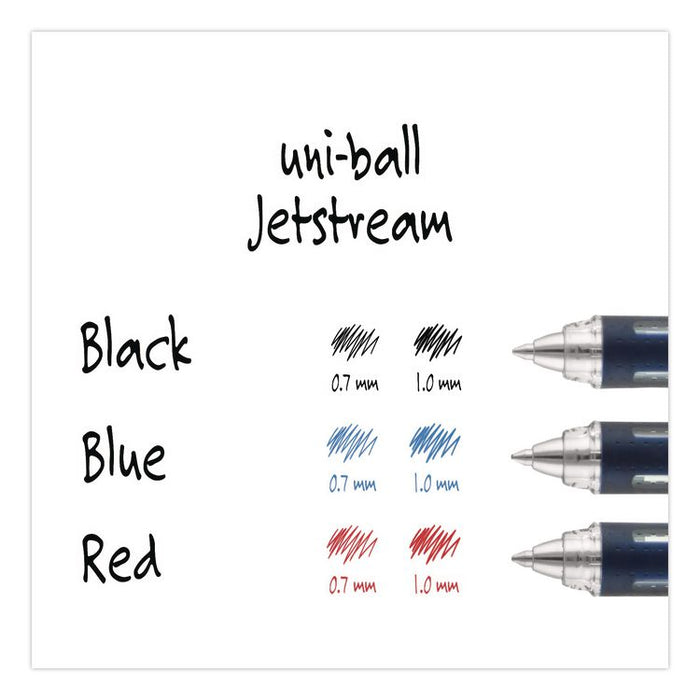 Jetstream Form-Fitting Comfort Grip Hybrid Gel Pen, Stick, Medium 1 mm, Black Ink, Black/Silver Barrel, Dozen