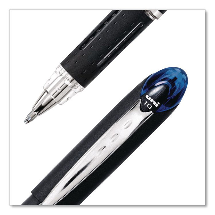 Jetstream Form-Fitting Comfort Grip Hybrid Gel Pen, Stick, Medium 1 mm, Blue Ink, Black/Silver/Blue Barrel, Dozen