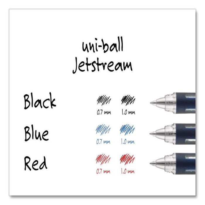 Jetstream Form-Fitting Comfort Grip Hybrid Gel Pen, Stick, Medium 1 mm, Blue Ink, Black/Silver/Blue Barrel, Dozen