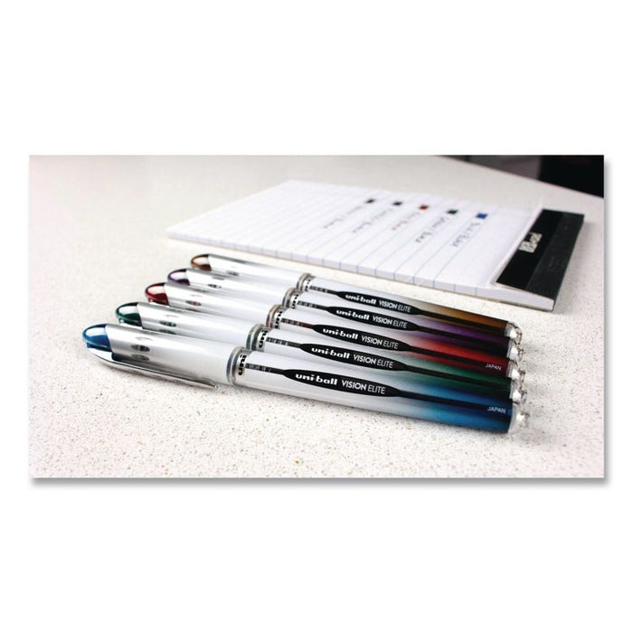 VISION ELITE BLX Series Rollerball Pen, Stick, Bold 0.8 mm, Blue-Infused Black Ink, White/Blue/Clear Barrel, Dozen