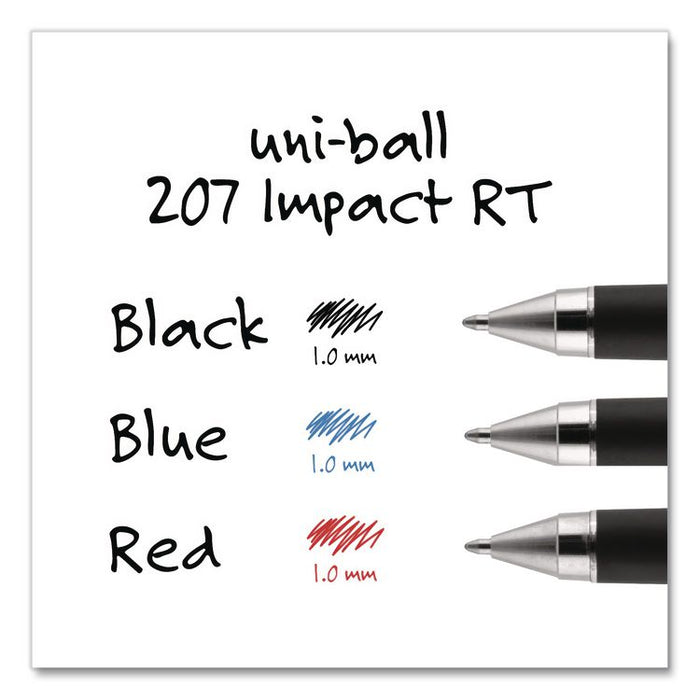 207 Impact RT Gel Pen, Retractable, Bold 1 mm, Blue Ink, Black/Blue Barrel, Dozen