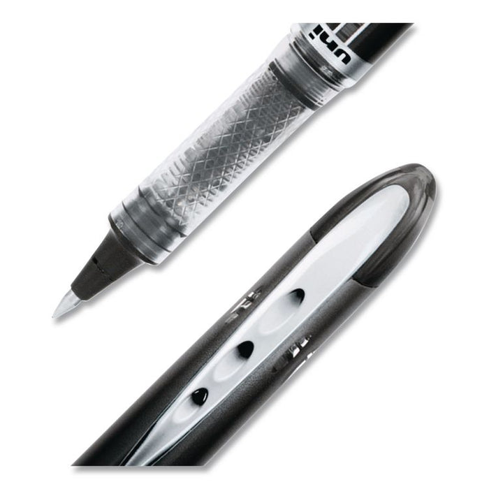 VISION ELITE Rollerball Pen, Stick, Micro 0.5 mm, Black Ink, Black/Clear Barrel, Dozen