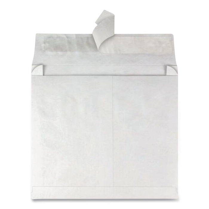 Lightweight 14 lb Tyvek Open End Expansion Mailers, #15 1/2, Square Flap, Redi-Strip Adhesive Closure, 12 x 16, White, 100/CT