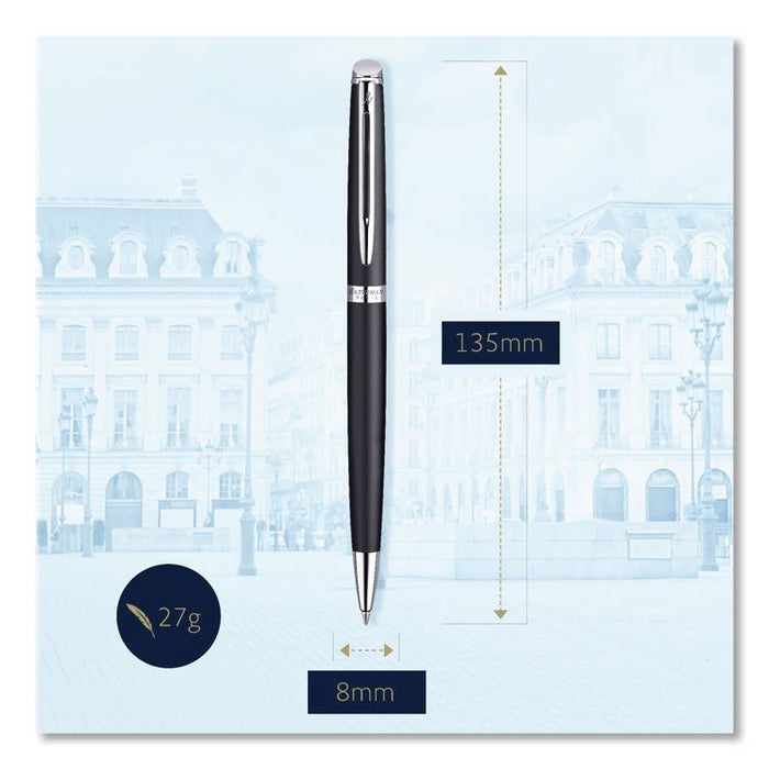 Hemisphere Ballpoint Pen, Retractable, Medium 1 mm, Blue Ink, Black Lacquered/Palladium-Chrome Barrel