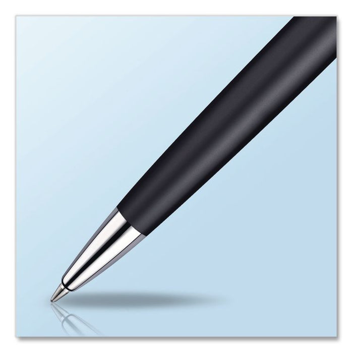 Hemisphere Ballpoint Pen, Retractable, Medium 1 mm, Blue Ink, Black Lacquered/Palladium-Chrome Barrel