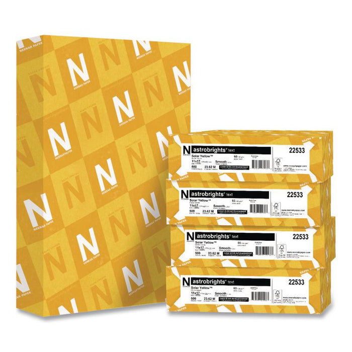 Color Paper, 24 lb Bond Weight, 11 x 17, Solar Yellow, 500/Ream, 5 Reams/Carton