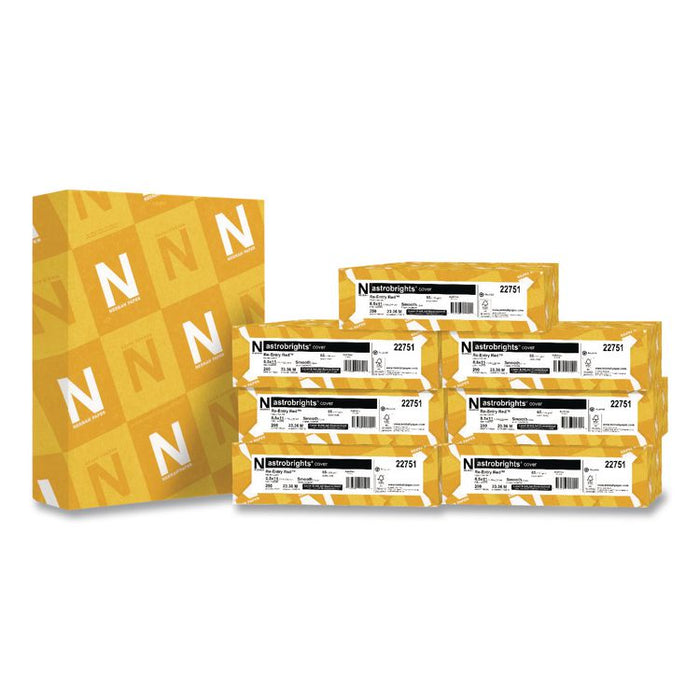 Color Cardstock, 65 lb Cover Stock, 8.5 x 11, Re-Entry Red, 250 Sheets/Ream, 8 Reams/Carton