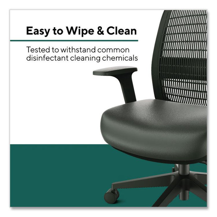 Health Bedford Polyurethane Nylon Task Chair, Supports Up to 275 lbs, 18" to 21.6" Seat Height, Black Seat/Back/Base