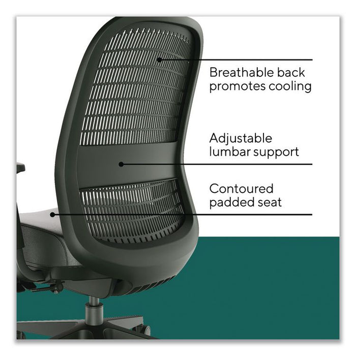 Health Bedford Polyurethane Nylon Task Chair, Supports Up to 275 lbs, 18" to 21.6" Seat Height, Black Seat/Back/Base