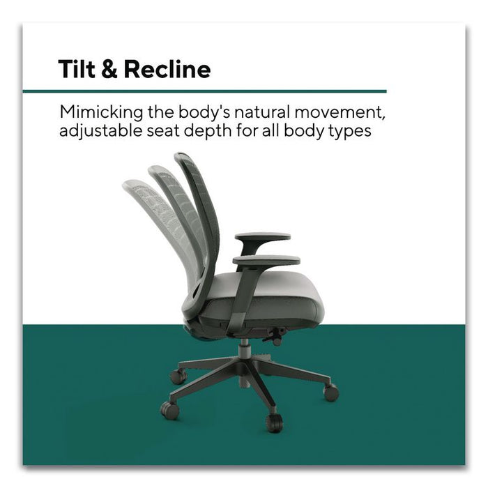 Health Bedford Polyurethane Nylon Task Chair, Supports Up to 275 lbs, 18" to 21.6" Seat Height, Black Seat/Back/Base