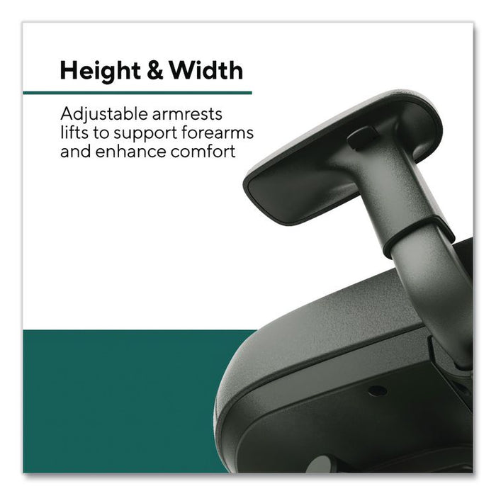 Health Bedford Polyurethane Nylon Task Chair, Supports Up to 275 lbs, 18" to 21.6" Seat Height, Black Seat/Back/Base