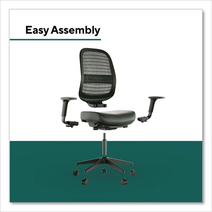 Health Bedford Polyurethane Nylon Task Chair, Supports Up to 275 lbs, 18" to 21.6" Seat Height, Black Seat/Back/Base