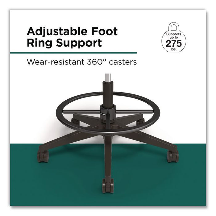 Bedford Task Stool, Supports Up to 275 lb, 26.5 x 33.6 Seat Height, Black Seat, Black Back, Black Base