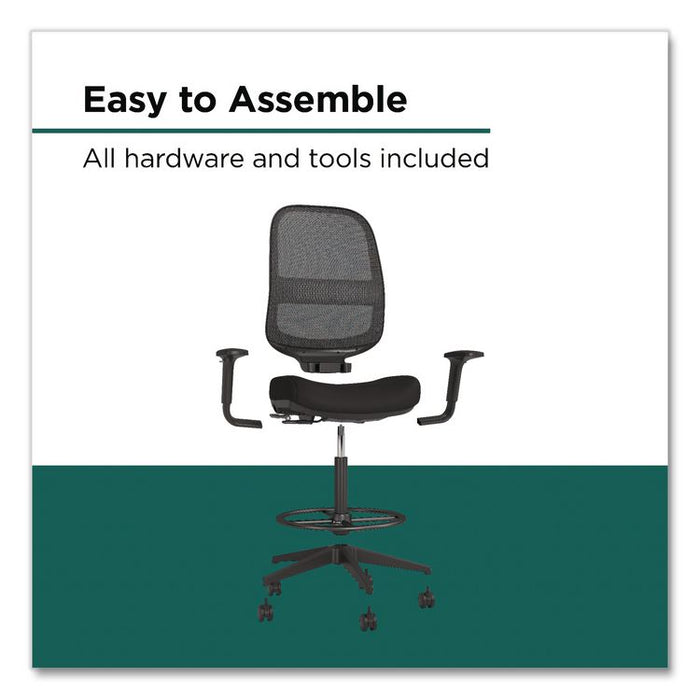 Bedford Task Stool, Supports Up to 275 lb, 26.5 x 33.6 Seat Height, Black Seat, Black Back, Black Base