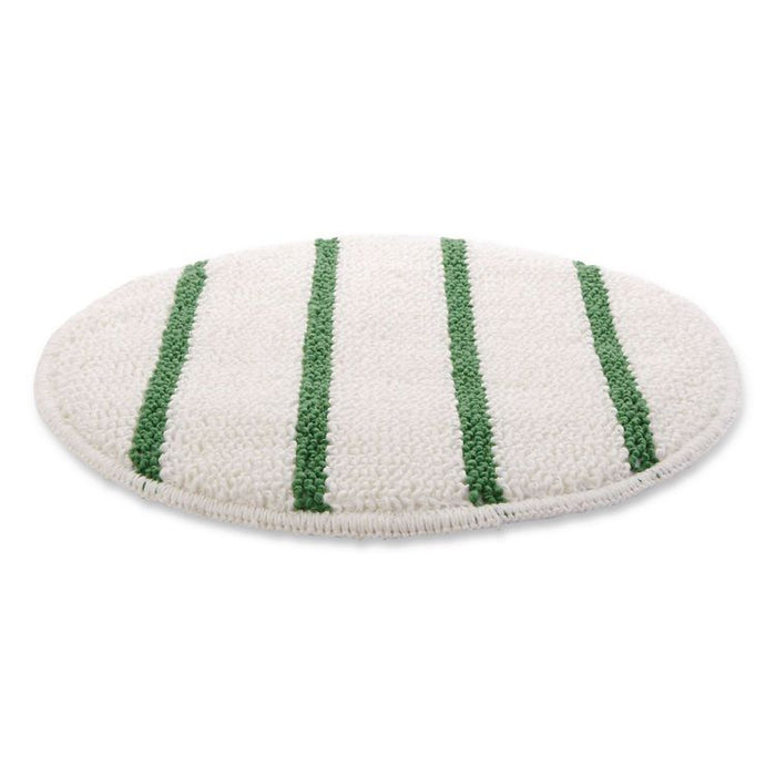 Low Profile Scrub-Strip Carpet Bonnet, 19" Diameter, White/Green, 5/Carton