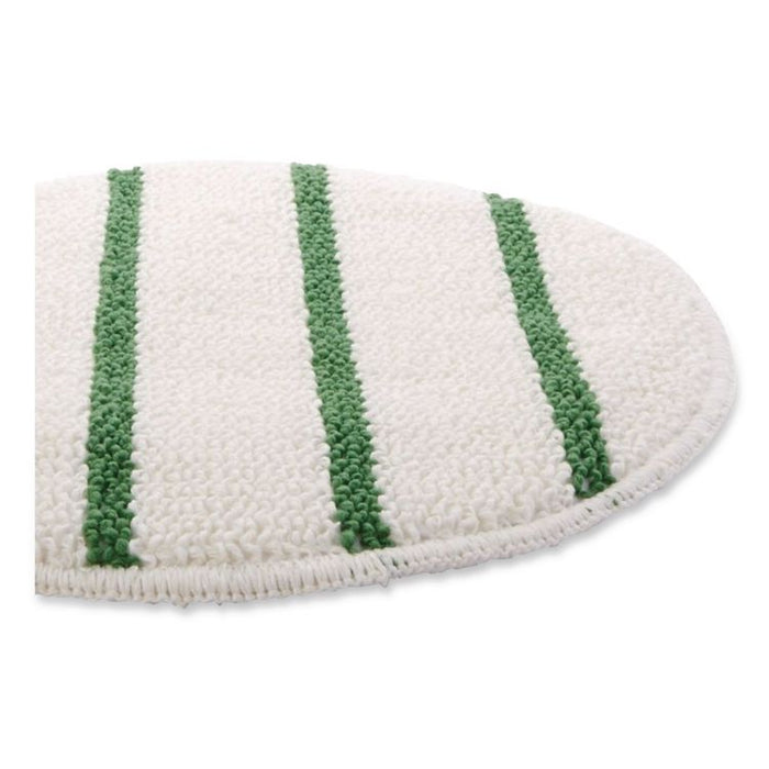 Low Profile Scrub-Strip Carpet Bonnet, 19" Diameter, White/Green, 5/Carton