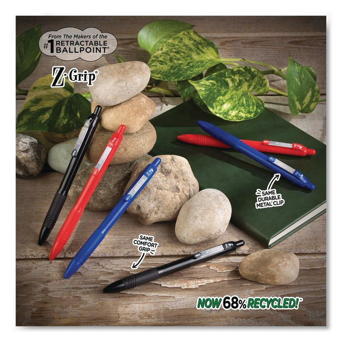 Z-Grip Recycled Retractable Ballpoint Pen, Medium 1 mm, Red Ink, Red Barrel, Dozen