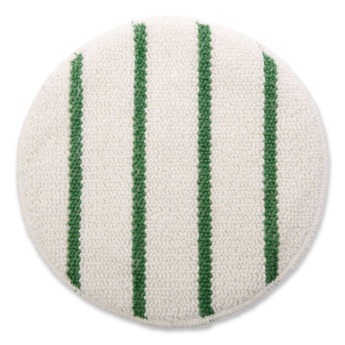 Low Profile Scrub-Strip Carpet Bonnet, 19" Diameter, White/Green