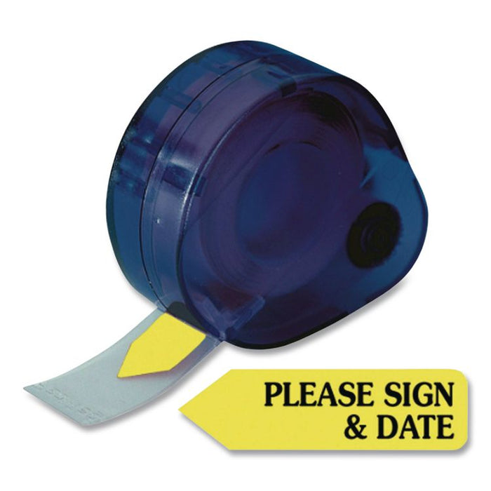 Arrow Message Page Flags in Dispenser, "Please Sign and Date", Yellow, 120 Flags