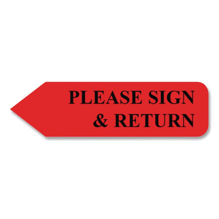 Arrow Message Page Flags in Dispenser, "Please Sign and Return", Red, 120 Flags/Dispenser