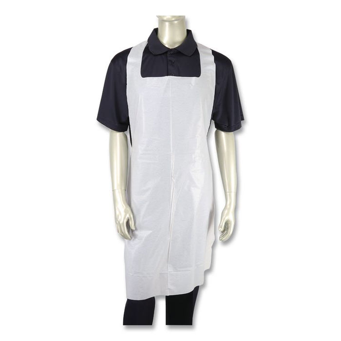 Heavyweight Poly Aprons, 28 x 46, 1.77 mil, One Size Fits Most, White, 500/Carton