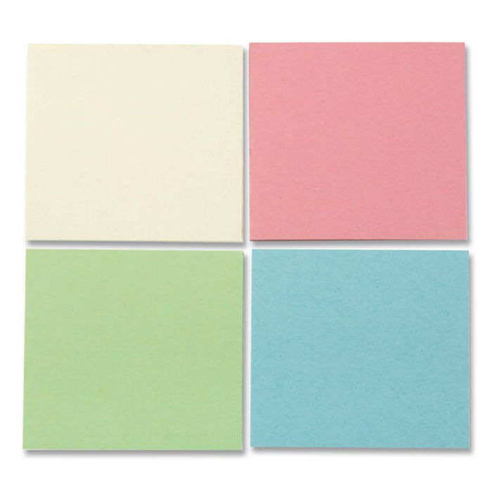 100% Recycled Self-Stick Notes, 3" x 3", Assorted Pastel Colors, 100 Sheets/Pad, 12 Pads/Pack