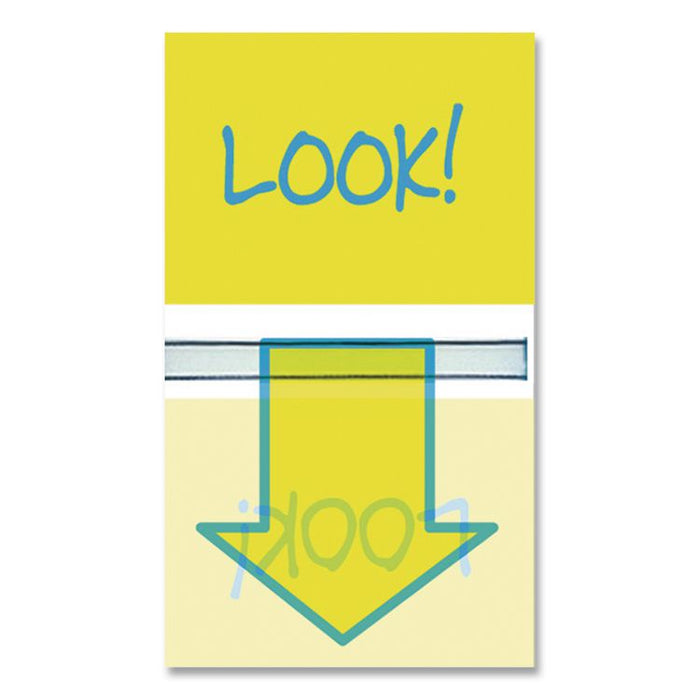 Pop-Up Fab Page Flags w/Dispenser, "Look!", Purple/Yellow; Yellow/Teal, 100/Pack