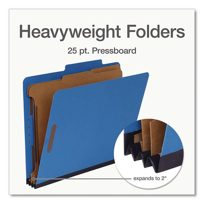 Pressboard Top Tab Classification Folders, 2/5-Cut Tab, Expands 2.5", 2 Dividers, 6 Fasteners, Letter Size, Assorted, 10/Box