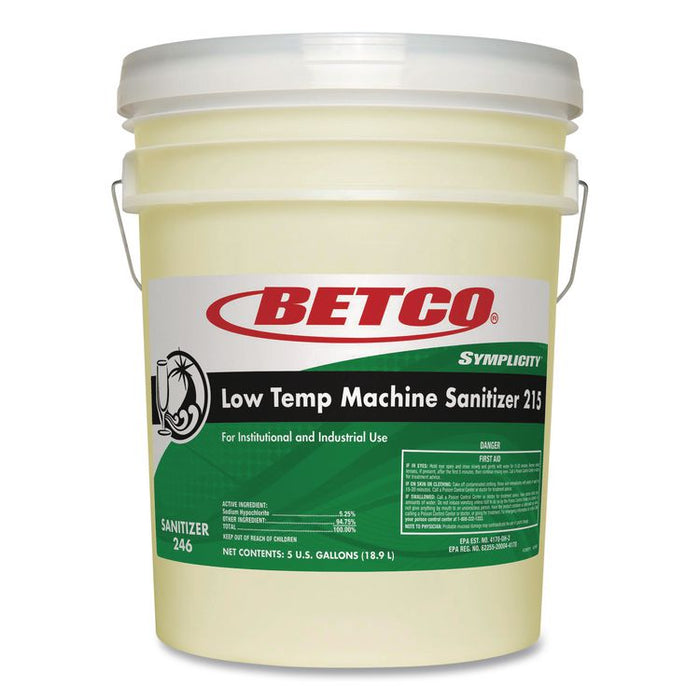 Symplicity Low Temp Machine Sanitizer, Chlorine Scent, 5 gal Pail