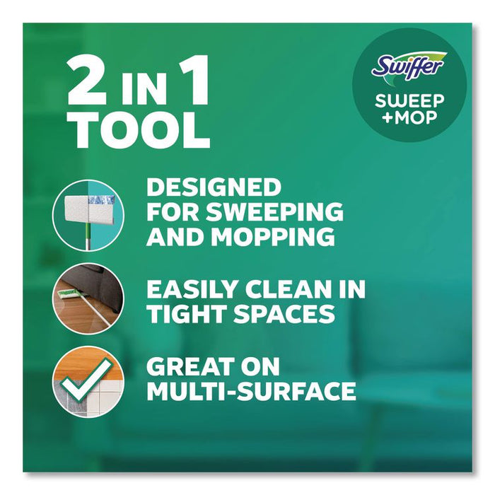 Sweep and Mop 2-in-1 Dry + Wet Floor Mopping and Sweeping Kit, 12.4 x 2.95 Mop Head, Silver Plastic Handle