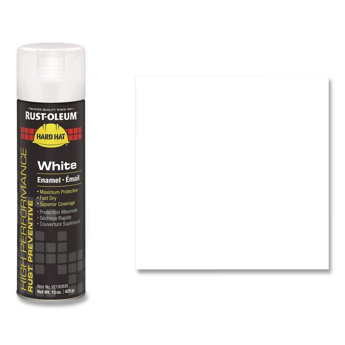 Hard Hat High Performance V2100 System Rust Preventive Enamel Spray Paint, Flat White, 15 oz Aerosol Can, 6/Carton