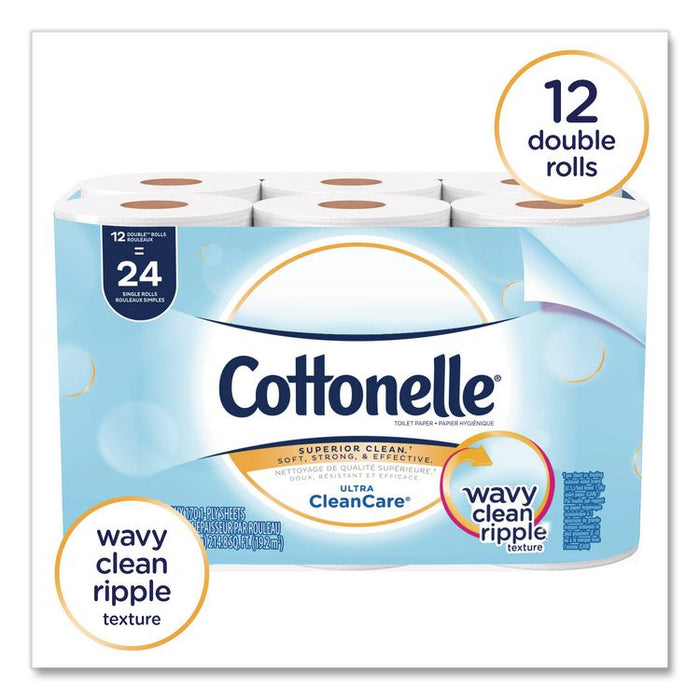Clean Care Bathroom Tissue, Septic Safe, 1-Ply, White, 170 Sheets/Roll, 12 Rolls/Pack