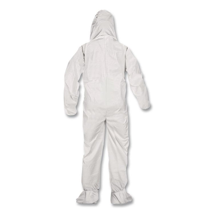 KleenGuard A40 Coveralls, Elastic Wrists, Ankles, Back, Hood and Non-Skid Boots, Medium, White, 25/Carton