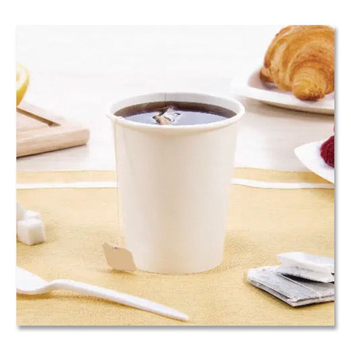 Single-Sided Poly Paper Hot Cups, 10 oz, White, 50/Sleeve, 20 Sleeves/Carton